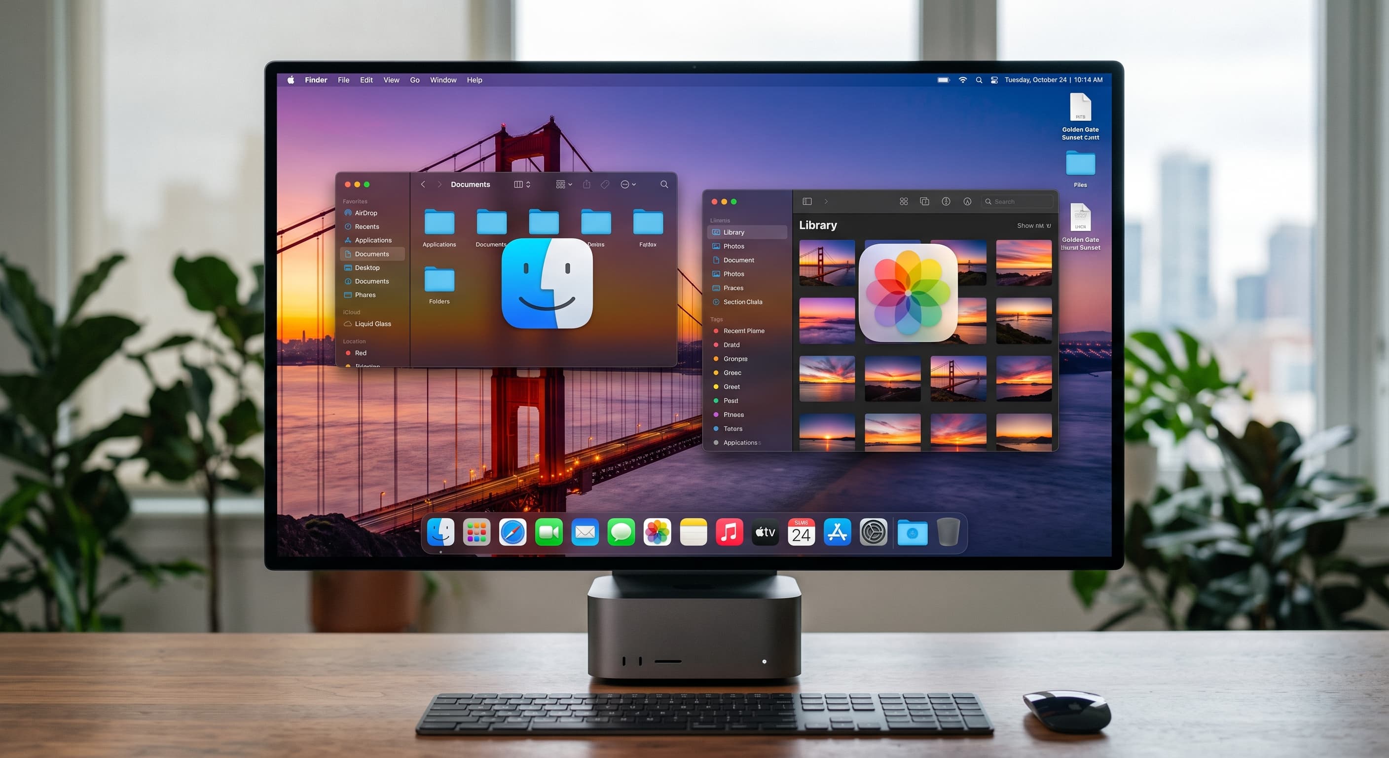 لوگوی macOS 27 Golden Gate در کنار یک مک‌بوک