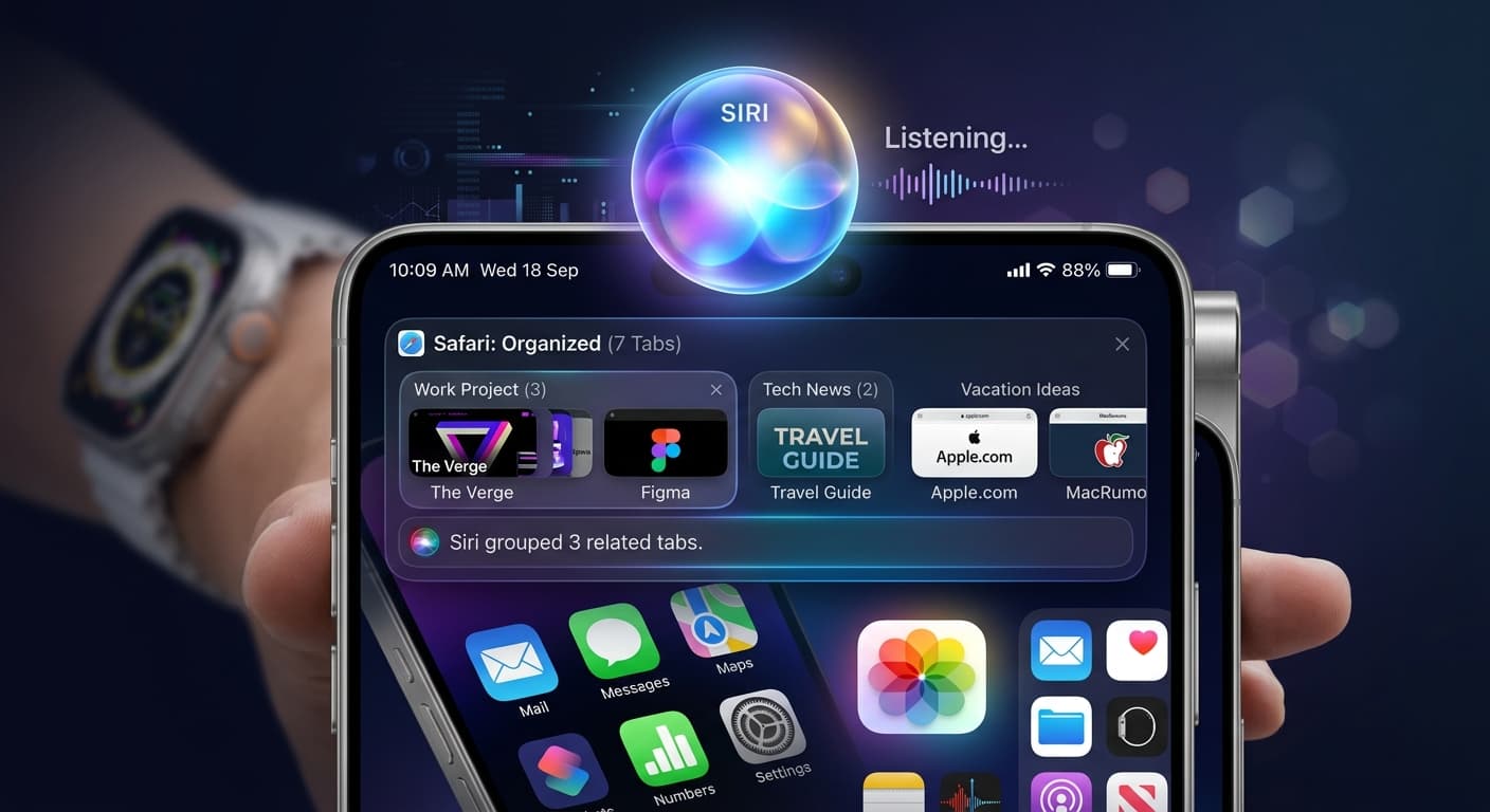 لوگوی اپل در کنار نوشته iOS 27 و iPadOS 27 روی پس‌زمینه‌ای تیره.